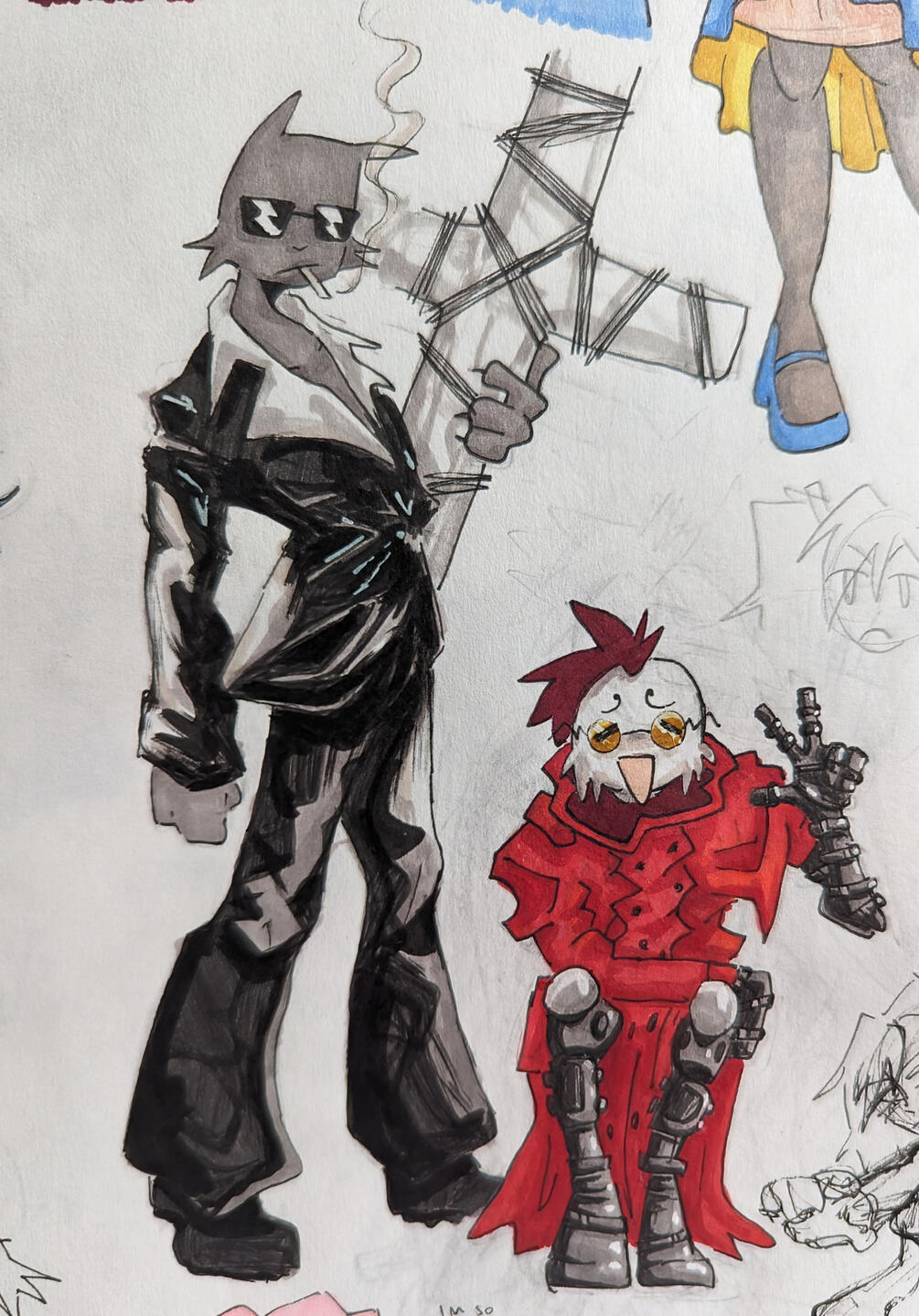 Cocksley and Catapult from the cocksley-and-catapult webstrip on tumblr, dressed as Wolfwood and Vash from Trigun respectively